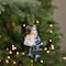 Busy Santa USPS "Priority Mail" Carrier Glass Christmas Ornament - 6" - Blue